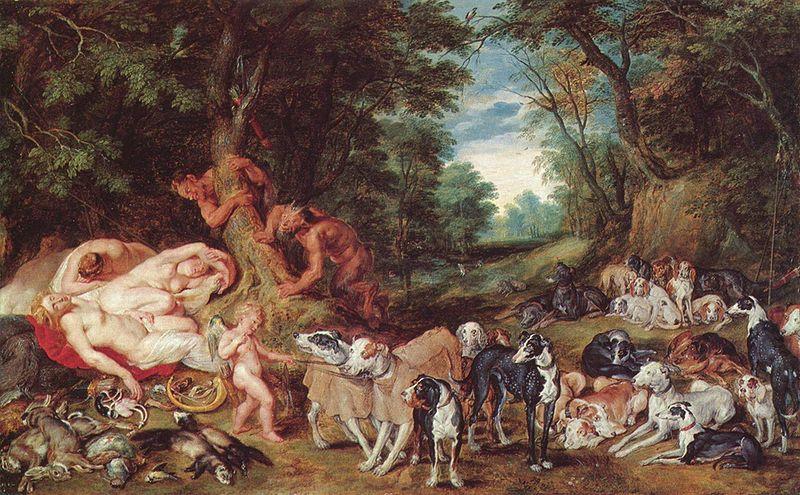 Nymphen Satyrn und Hunde, Peter Paul Rubens